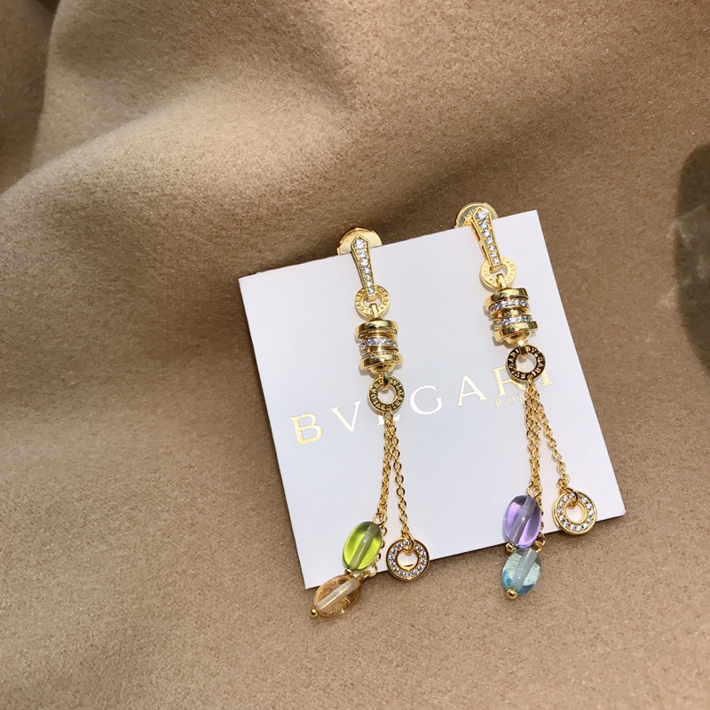 Bvlgari 宝格丽彩宝耳坠 超美 亚金材质 宝石为天然橄榄石 0510710