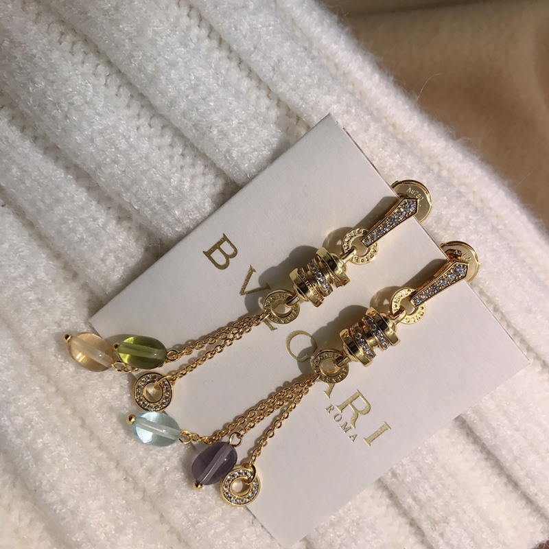 Bvlgari 宝格丽彩宝耳坠 超美 亚金材质 宝石为天然橄榄石 0510710
