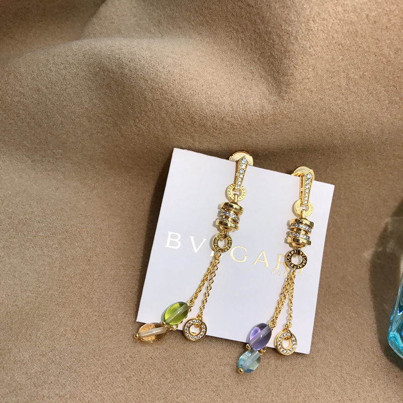 Bvlgari 宝格丽彩宝耳坠 超美 亚金材质 宝石为天然橄榄石 0510710