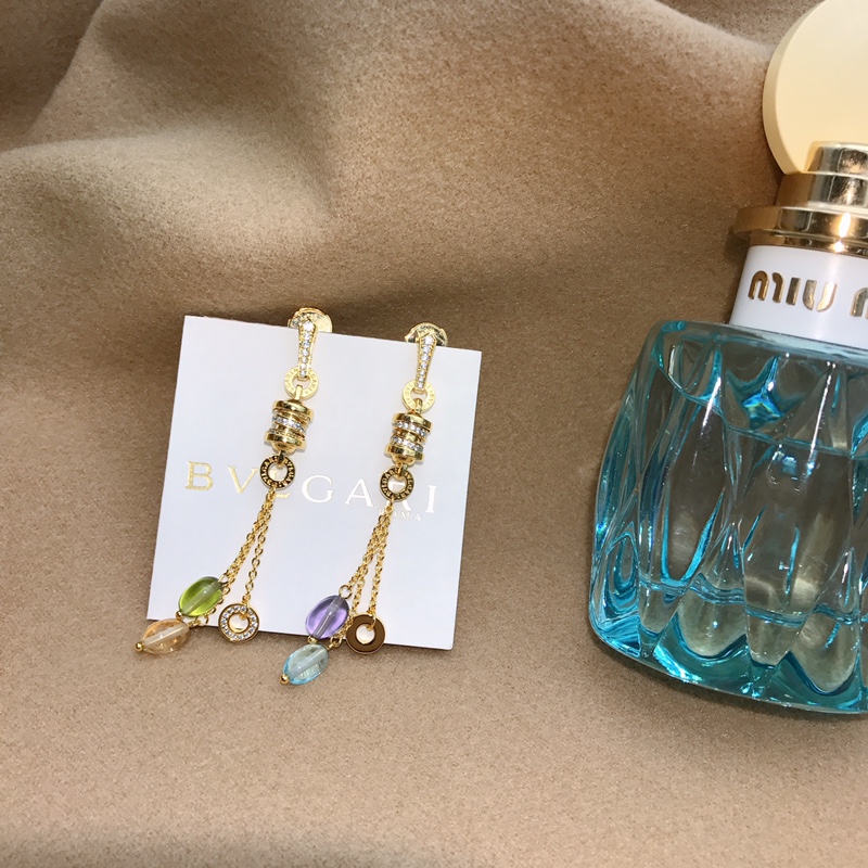 Bvlgari 宝格丽彩宝耳坠 超美 亚金材质 宝石为天然橄榄石 0510710