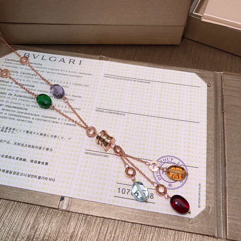 Bvlgari 宝格丽彩宝项链 超美 亚金材质 宝石为天然橄榄石（镀玫瑰金黄金两色可选） 0037010