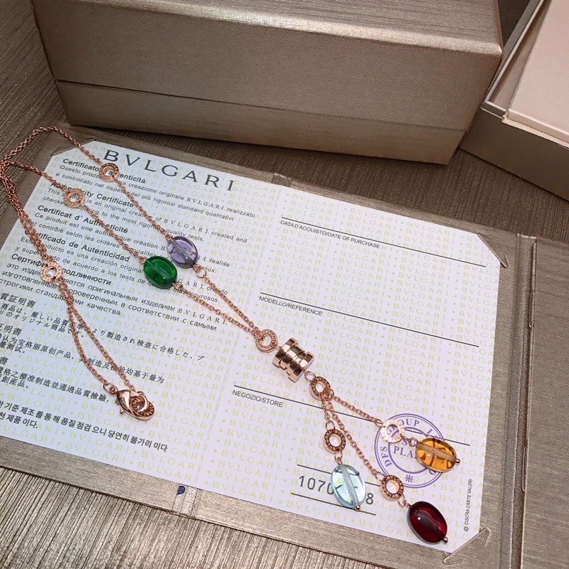 Bvlgari 宝格丽彩宝项链 超美 亚金材质 宝石为天然橄榄石（镀玫瑰金黄金两色可选） 0037010