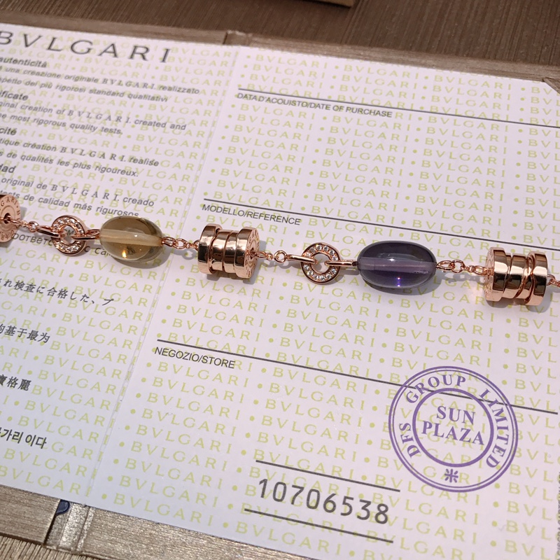 Bvlgari 宝格丽彩宝手链 超美 亚金材质 宝石为天然橄榄石（镀玫瑰金黄金两色可选） 0039410