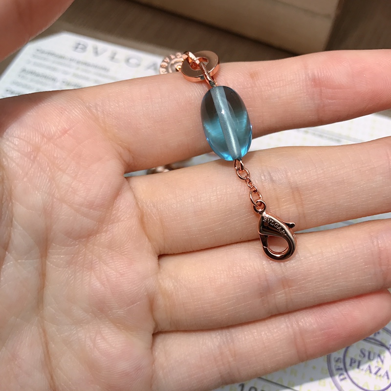 Bvlgari 宝格丽彩宝手链 超美 亚金材质 宝石为天然橄榄石（镀玫瑰金黄金两色可选） 0039410