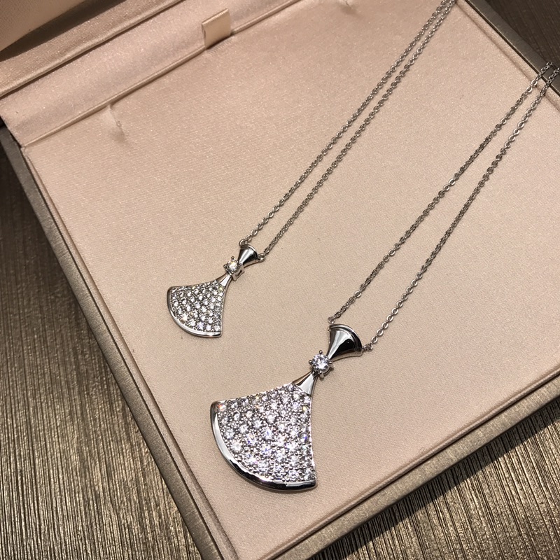 Bottega Veneta BV宝格丽DIVA小裙子系列项链满钻款 925纯银镀咪金 宝格丽高端珠宝，大小号