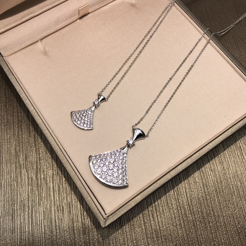 Bottega Veneta BV宝格丽DIVA小裙子系列项链满钻款 925纯银镀咪金 宝格丽高端珠宝，大小号