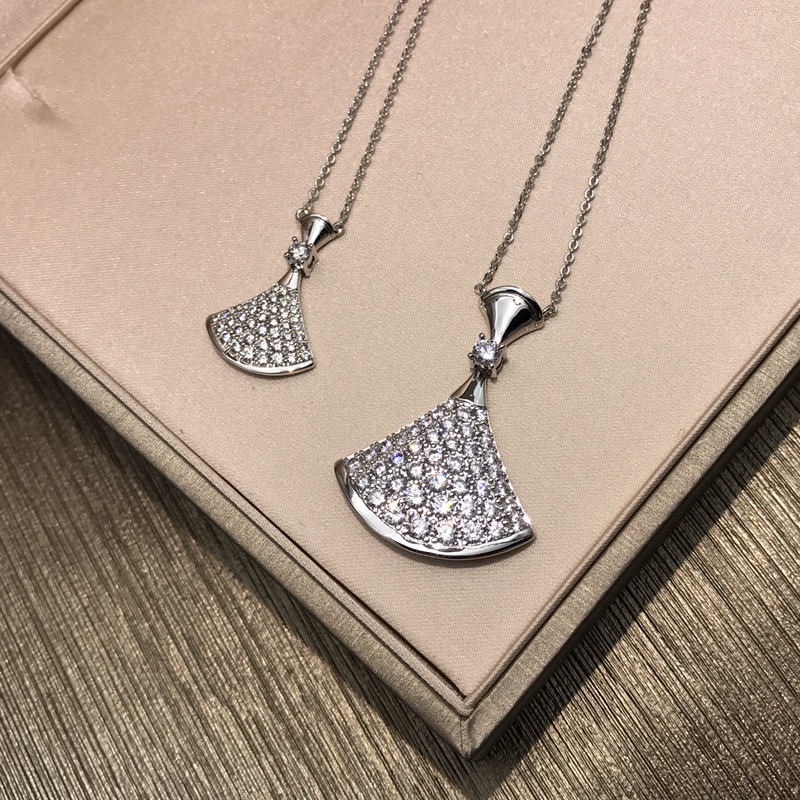 Bottega Veneta BV宝格丽DIVA小裙子系列项链满钻款 925纯银镀咪金 宝格丽高端珠宝，大小号