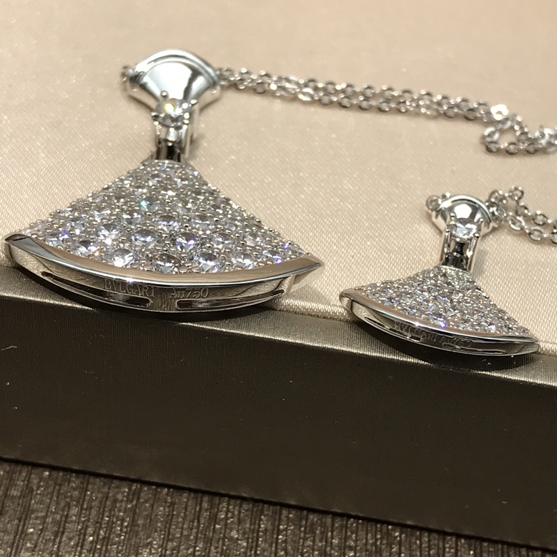 Bottega Veneta BV宝格丽DIVA小裙子系列项链满钻款 925纯银镀咪金 宝格丽高端珠宝，大小号
