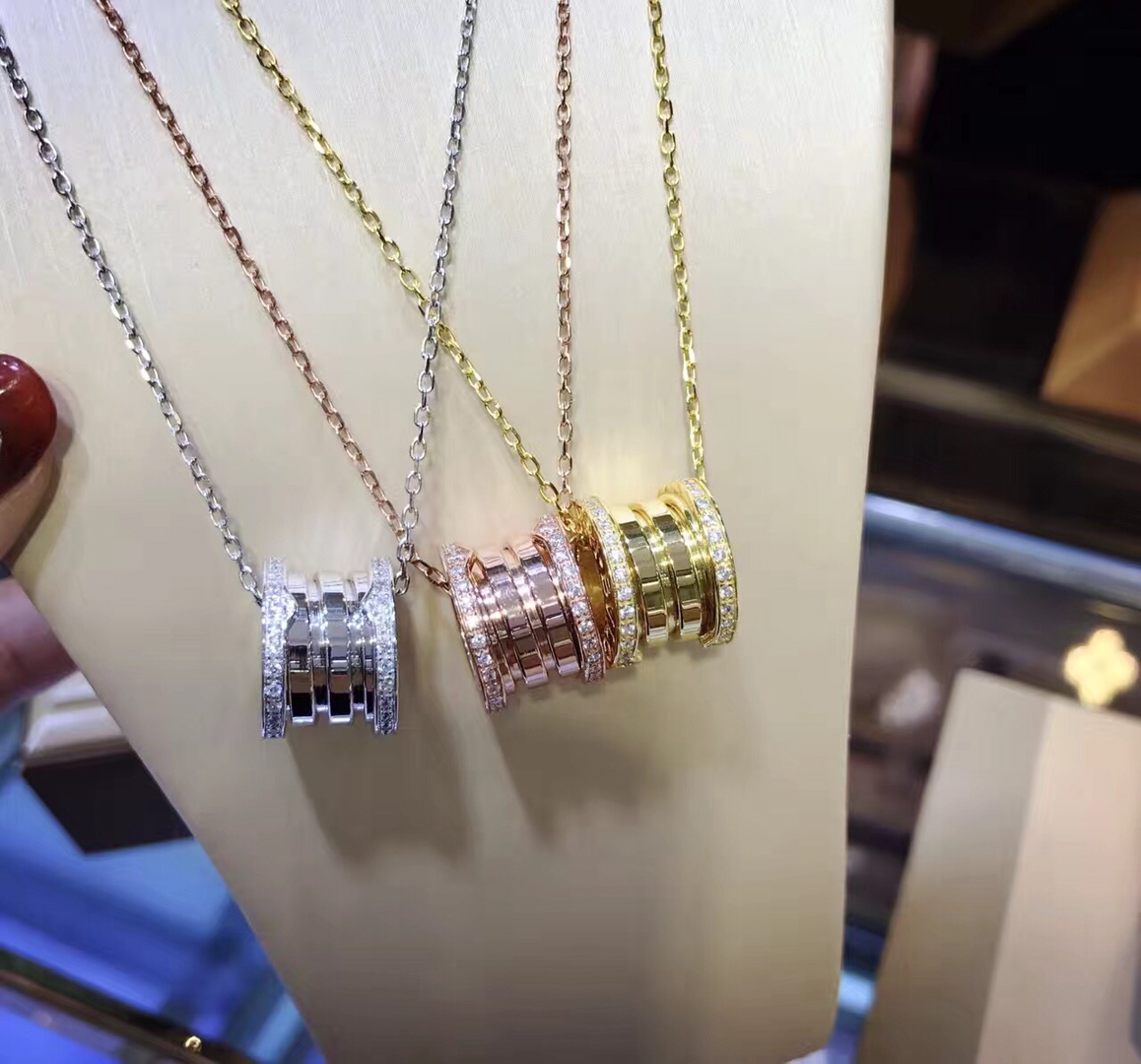 Bvlgari 代购级别 高端 宝家 S925纯银弹簧带钻项链 宝格丽