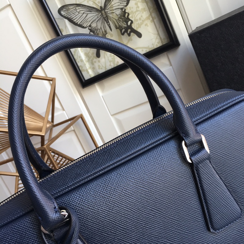 PRADA普拉达进口粗十字纹男士公文包VS0363B