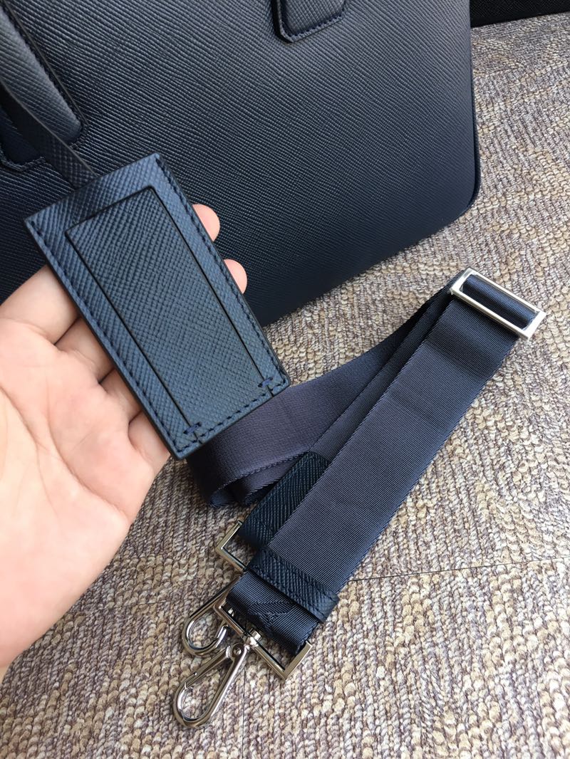 PRADA普拉达进口粗十字纹男士公文包VS0363B