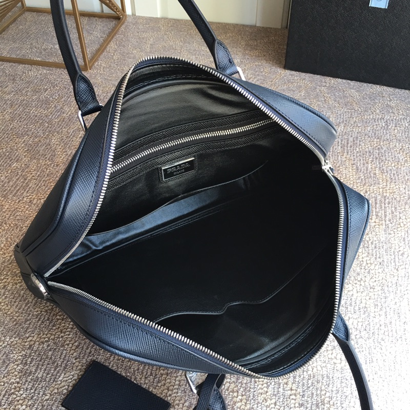 PRADA普拉达进口粗十字纹男士公文包VS0363B