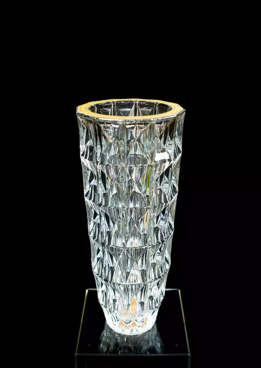 Versace Crystal Vase, Czech Imported, Elegant Design, Refracts Rainbow Colors