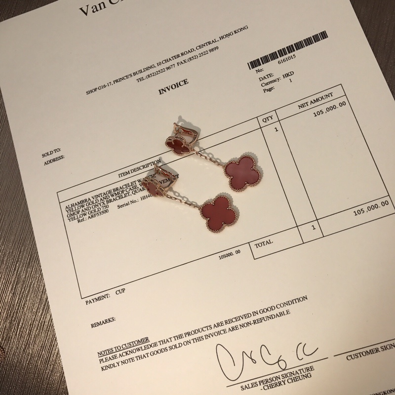 Van Cleef & Arpels vca镀金版双花耳环 在这百花齐放的季节你会发现有双耳环你对Ta的需求能胜过另一半 扣头 镀玫瑰金/黄金色 0011810