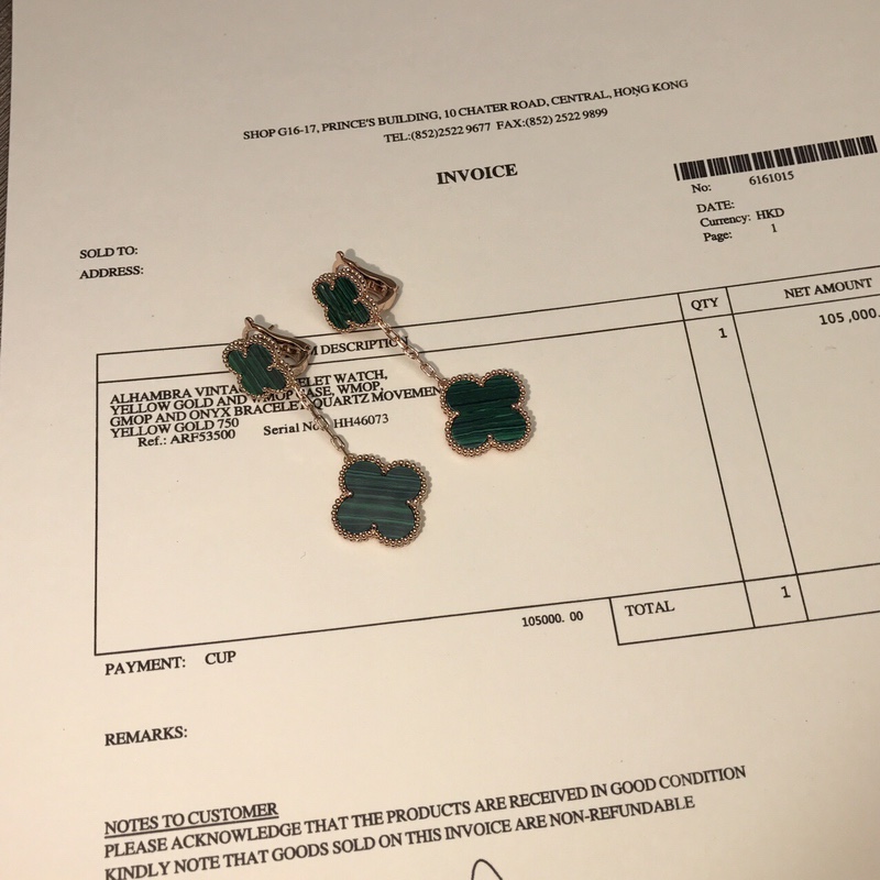 Van Cleef & Arpels vca镀金版双花耳环 在这百花齐放的季节你会发现有双耳环你对Ta的需求能胜过另一半 扣头 镀玫瑰金/黄金色 0011810
