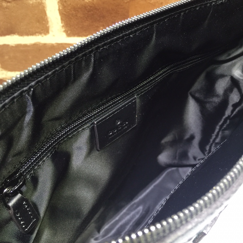 GUCCI古驰饰条纹织带高级人造帆布邮差包387111