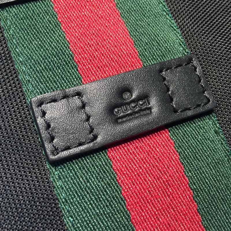 GUCCI古驰黑色帆布红绿条纹单肩包387111