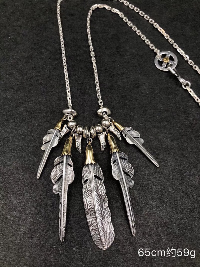 NO:101009,GORO'S Takahashi Goro Sterling Silver Feather Chain, Takahashi Necklace, Necklace, Pure Silver19860909GORO'S高桥吾郎 纯银羽毛套链,高桥项链,necklace,pure silver,Jewelry