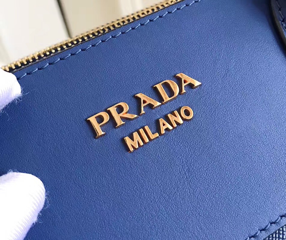 PRADA普拉达进口十字纹牛皮手提包1BA102