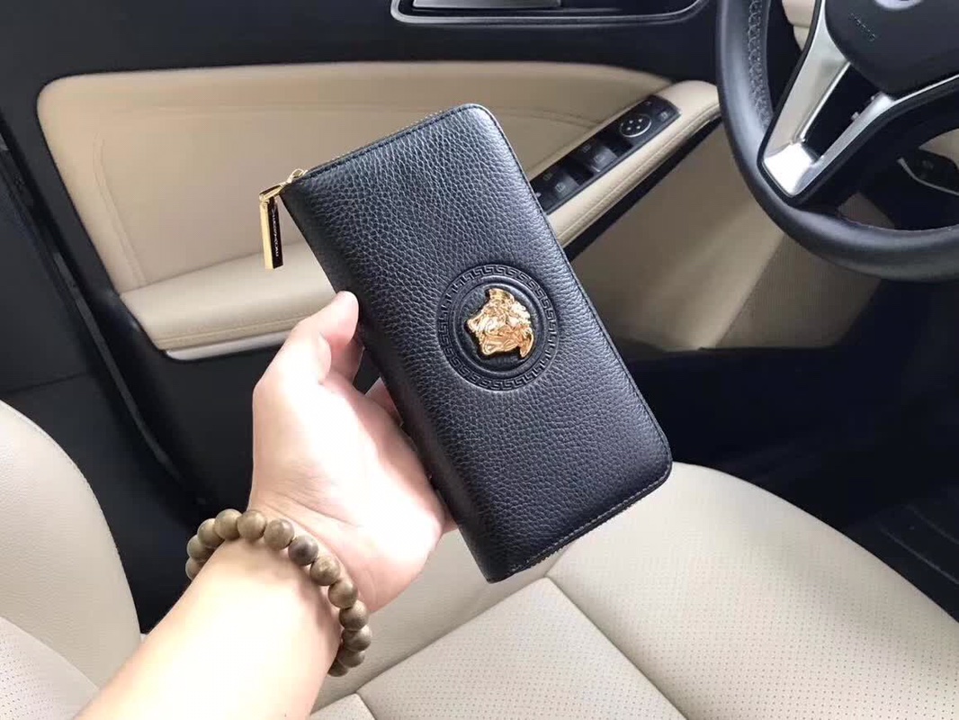 P【】范思哲VERSACE 小号拉链钱包 黑色 专柜YKk拉头 定制版小胎牛皮 柔美手感 走进专柜毫无压力[色]型号9991 4