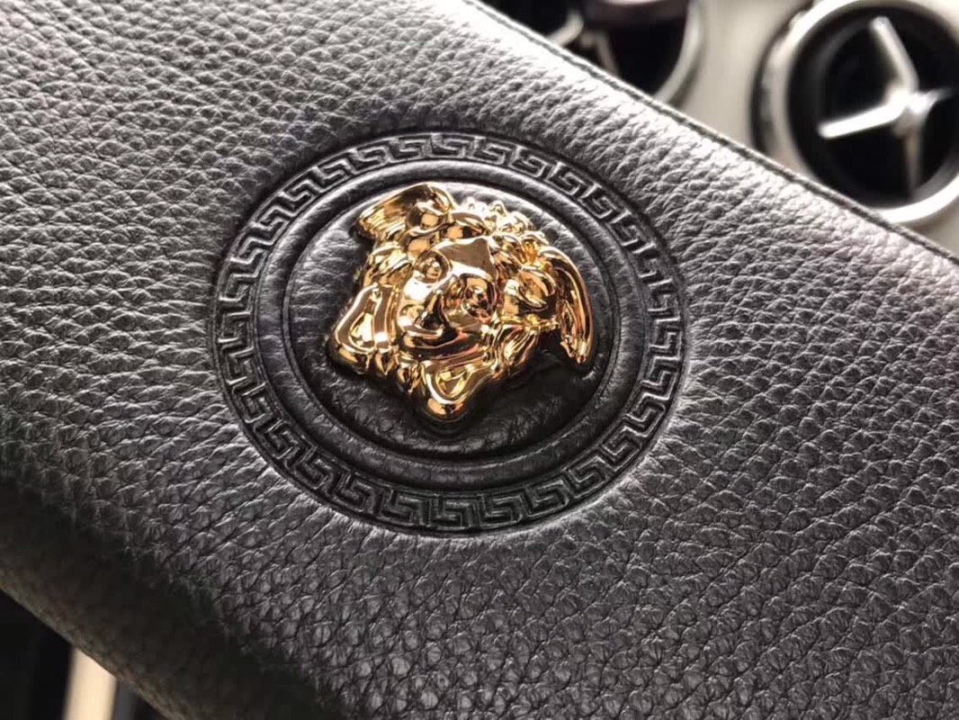 P【】范思哲VERSACE 小号拉链钱包 黑色 专柜YKk拉头 定制版小胎牛皮 柔美手感 走进专柜毫无压力[色]型号9991 7