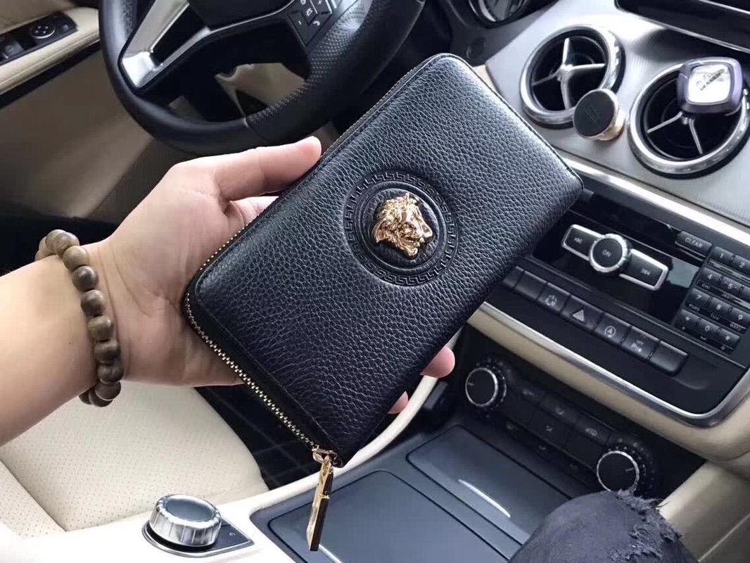 P【】范思哲VERSACE 小号拉链钱包 黑色 专柜YKk拉头 定制版小胎牛皮 柔美手感 走进专柜毫无压力[色]型号9991 3