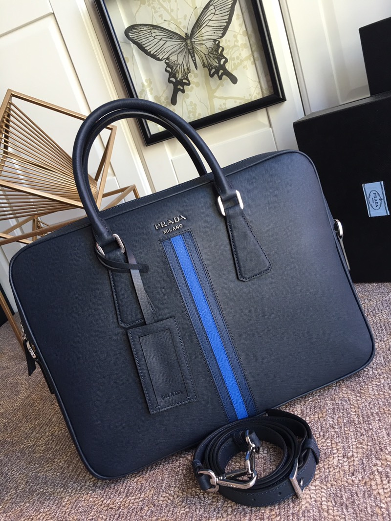 PRADA普拉达原厂皮原厂五金男士公文包0368R