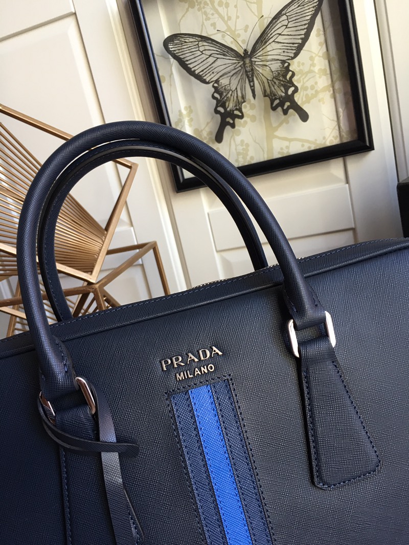 PRADA普拉达原厂皮原厂五金男士公文包0368R