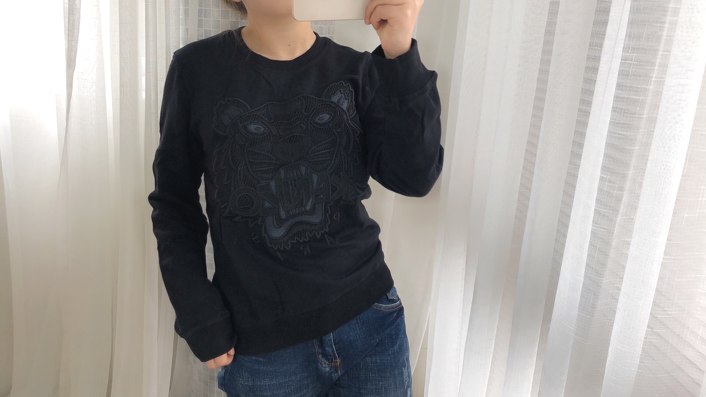 P90Kenzo2018秋款圆领刺绣虎头卫衣