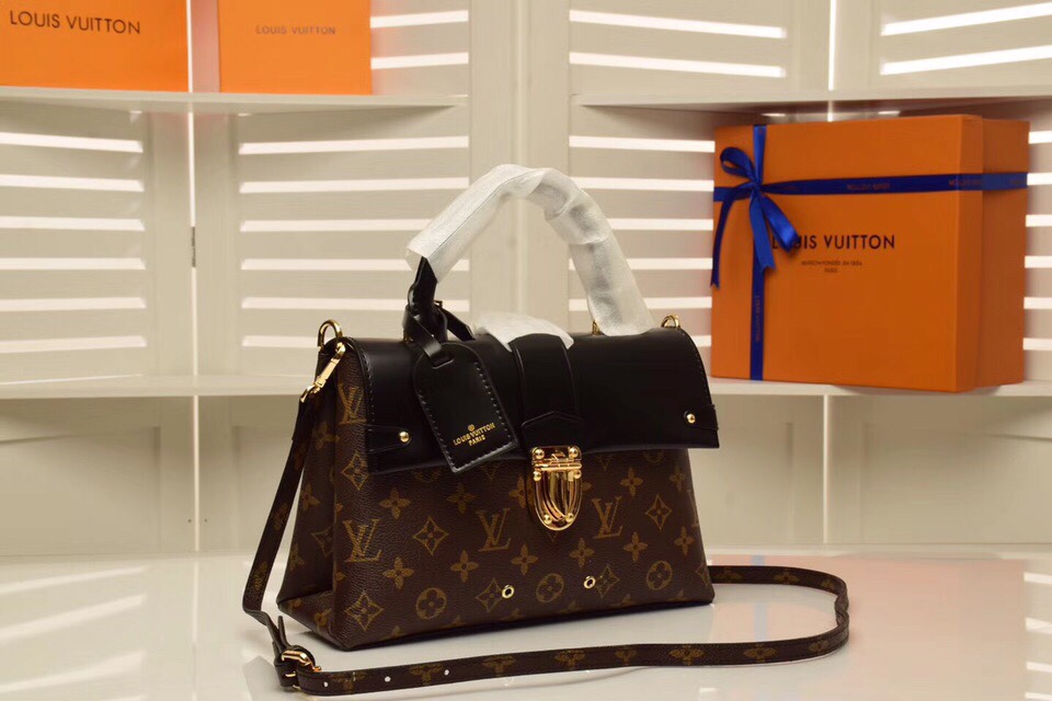 Louis Vuitton One Handle Monogram with Black 25x19x10cm shoulder everyday