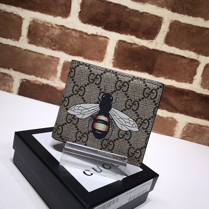 GUCCI古驰蜜蜂印花GG Supreme帆布钱包451268