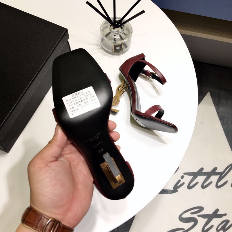 [Saint Laurent] YSL Saint Laurent logo talón sandalias de tacón alto 2018 principios de la primavera