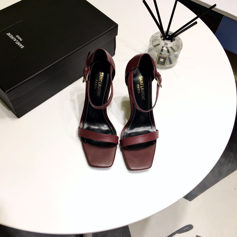 [Saint Laurent] YSL Saint Laurent logo talón sandalias de tacón alto 2018 principios de la primavera