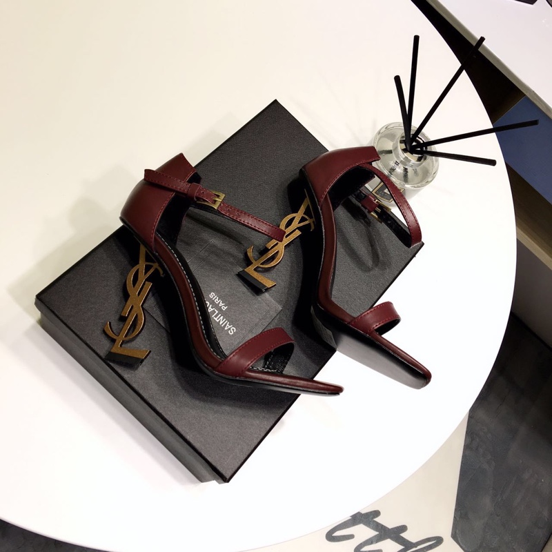 [Saint Laurent] YSL Saint Laurent logo talón sandalias de tacón alto 2018 principios de la primavera