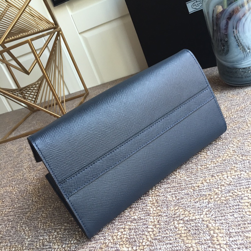 PRADA普拉达进口粗十字牛皮手提包1BA156宝兰