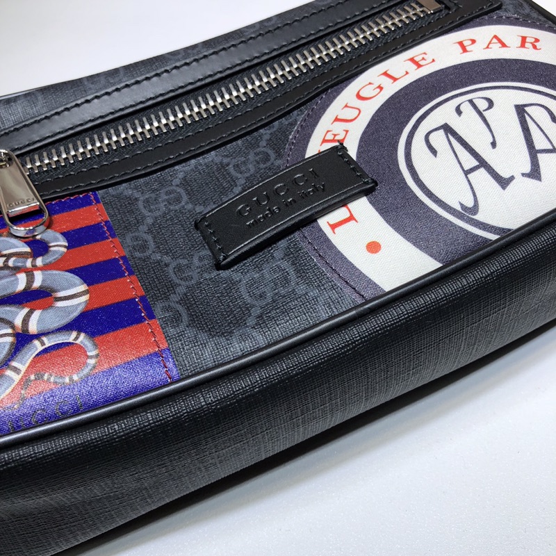 GUCCI古驰刺绣柔软高级人造帆布腰包474293