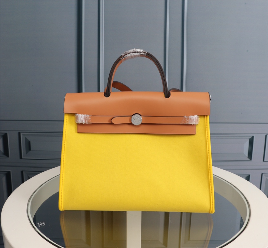 Hermes Herbag 31 Waterproof Canvas Bag - Lemon Yellow, Classic Design