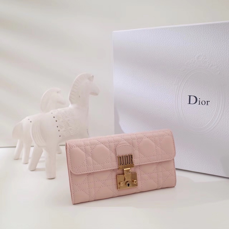 Dior Wallet Gold Vintage Lambskin Sheepskin