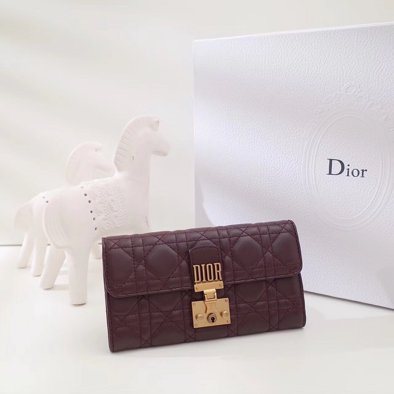 Dior Wallet Gold Vintage Lambskin Sheepskin