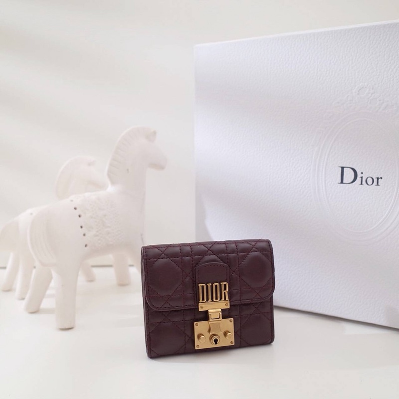 Dior Wallet Gold Vintage Lambskin Sheepskin