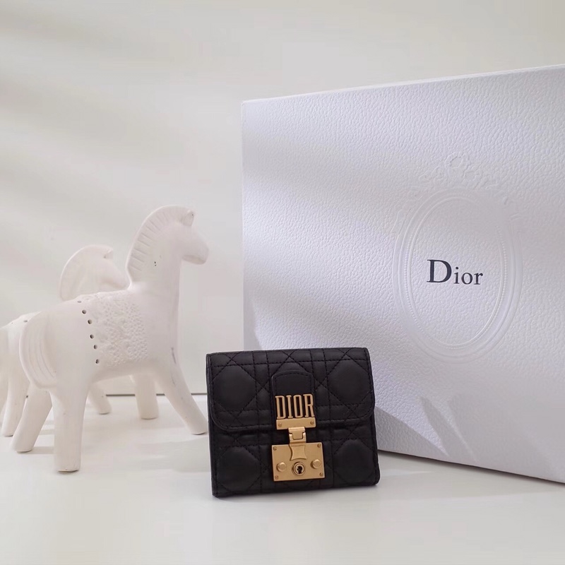 Dior Wallet Gold Vintage Lambskin Sheepskin