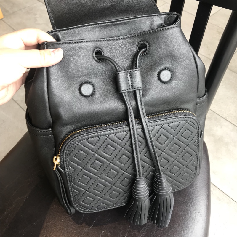 Tory Burch 703新款黑色羊皮双肩包 Tory burch Fleming backpack