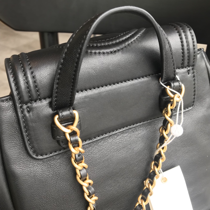 Tory Burch 703新款黑色羊皮双肩包 Tory burch Fleming backpack