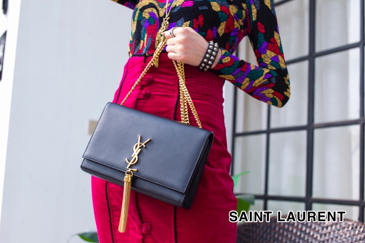 YSL 𝑲𝒂𝒕𝒆 𝟮𝟰𝒄𝒎 平纹经典款斜挎链条包 354119黑色/金扣