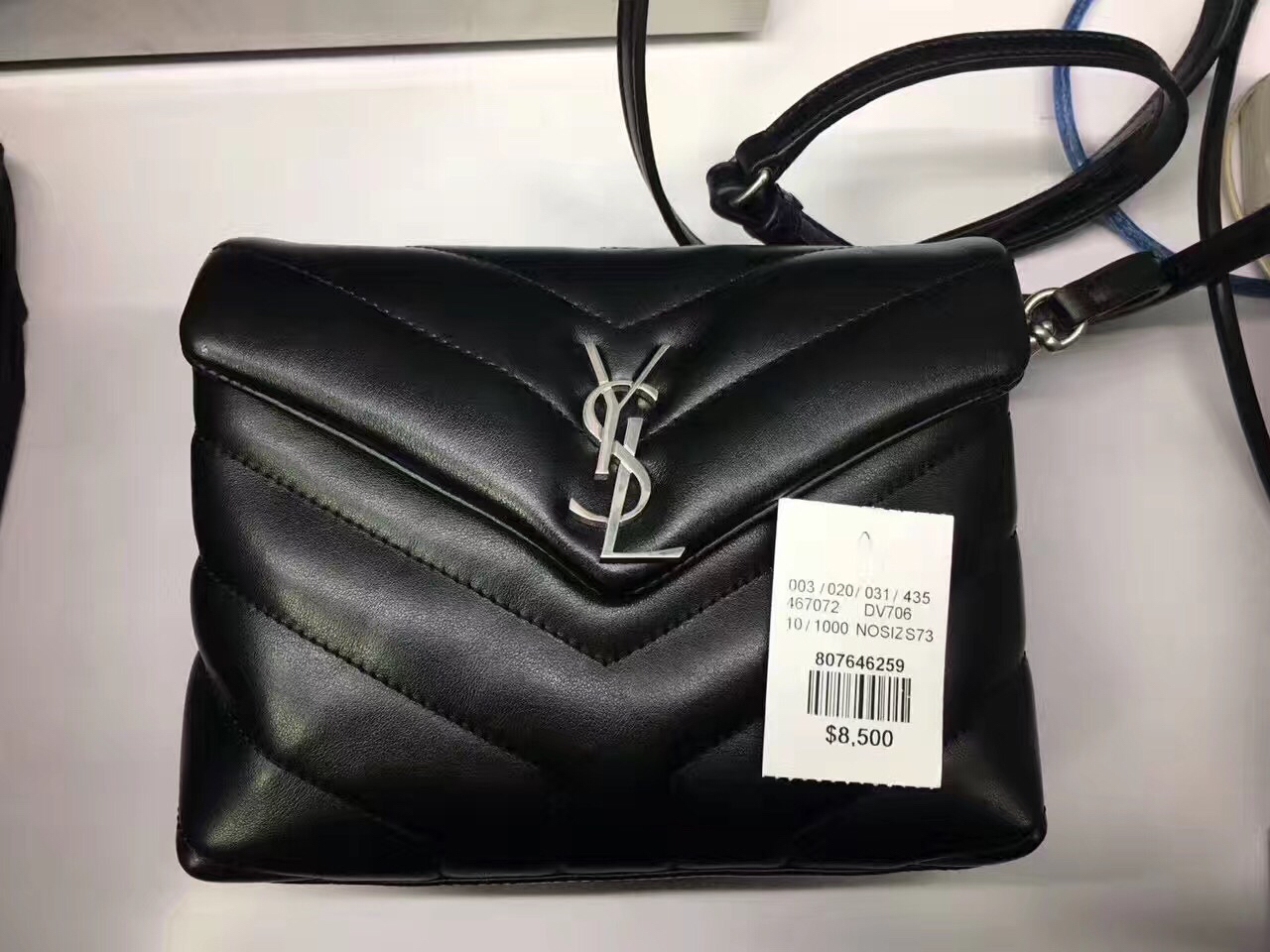 YSL LouLou 20CM 迷你斜挎包 467072黑色/银扣