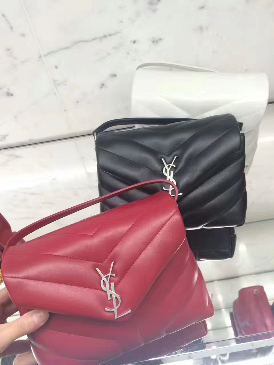 YSL LouLou 20CM 迷你斜挎包 467072黑色/银扣