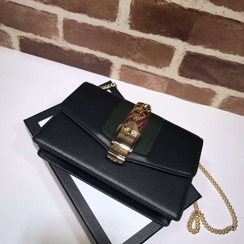 GUCCI古驰Sylvie系列皮革超迷你手袋494646