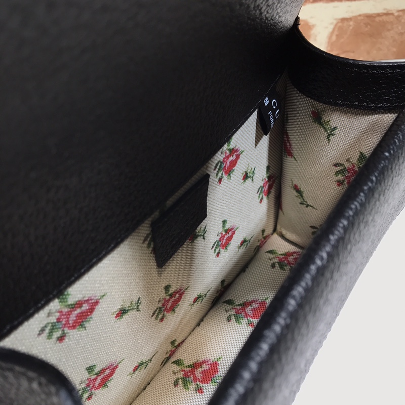 GUCCI古驰黑色皮革红绿条纹酒神包421970