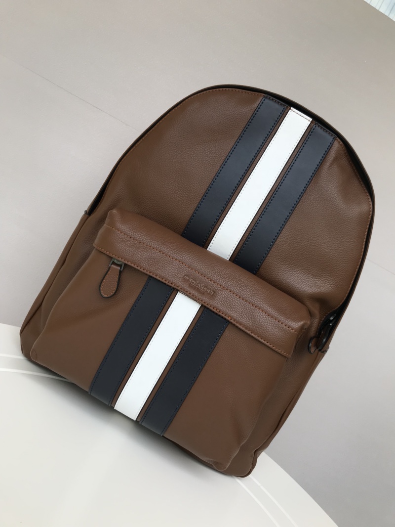Coach C家23214 最新款男士双肩背包、全皮 条纹、超大容量。尺寸32.41.14