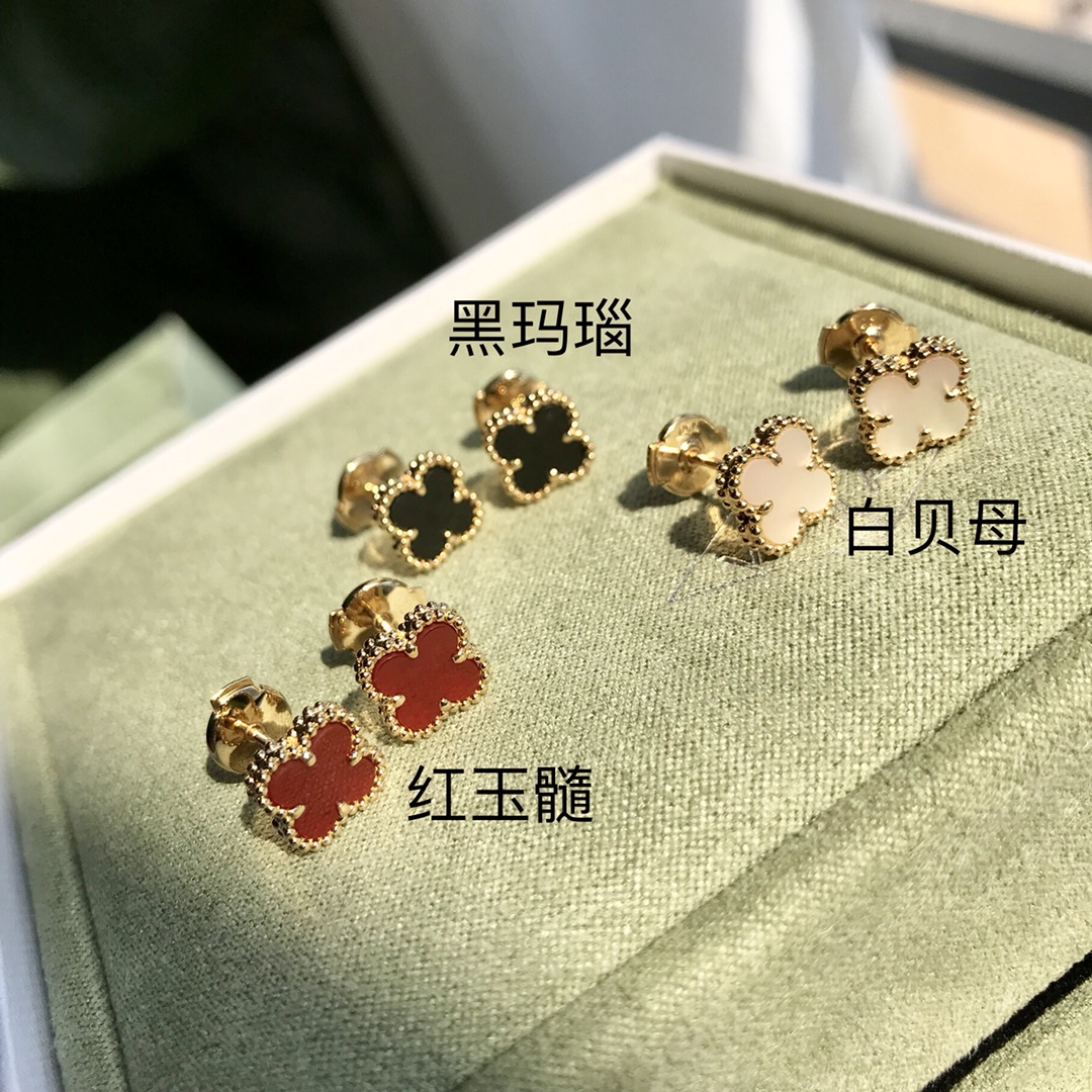 批💰配盒 支持香港、美国直邮【耳钉小号】VCA 梵克雅宝小号k玫瑰金四叶草耳钉 特殊渠道真货！随便进出专柜，k纯真金，不是什么镀金！品质保证！支持验货！红色预售一周左右！黑色、白色是现货！Van C